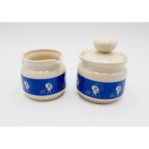 Morton Salt Creamer & Sugar Bowl Lid Set When It Rains It Pours Vintage